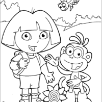 Desenho de Amigos Dora e macaco Botas para colorir
