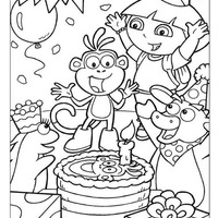 Desenho de Aniversário do macaco Botas para colorir