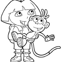 Desenho de Botas nos braços de Dora para colorir