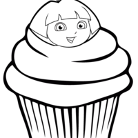 Desenho de Cupcake da Dora Aventureira para colorir