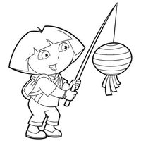 Desenho de Dora Aventureira berimbau para colorir