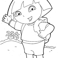 Desenho de Dora Aventureira dando tchau para colorir