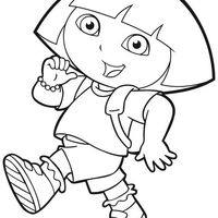 Desenho de Dora Aventureira caminhando para colorir