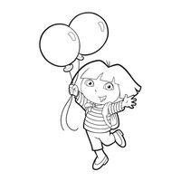 Desenho de Dora Aventureira com bolas de soprar para colorir