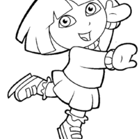 Desenho de Dora Aventureira com patins para colorir