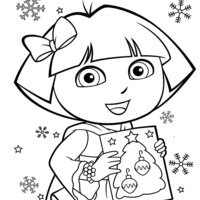 Desenho de Dora Aventureira com lacinho no cabelo para colorir