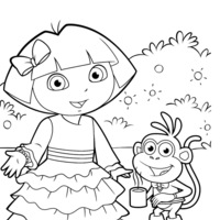 Desenho de Dora Aventureira dançando flamenco para colorir