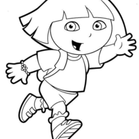Desenho de Dora Aventureira correndo para colorir