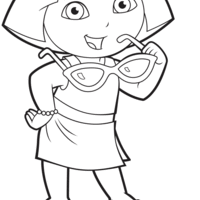 Desenho de Dora Aventureira de óculos para colorir