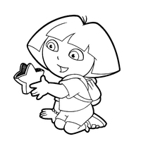 Desenho de Dora Aventureira e a estrelinha de Natal para colorir