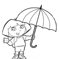 Desenho de Dora Aventureira e guarda-chuva para colorir