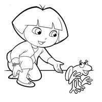 Desenho de Dora Aventureira e o sapo para colorir