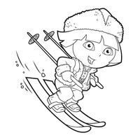 Desenho de Dora Aventureira esquiando para colorir