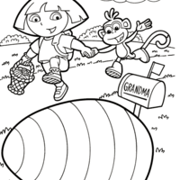 Desenho de Dora Aventureira na casa da vovó para colorir