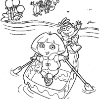 Desenho de Dora Aventureira na floresta encantada para colorir