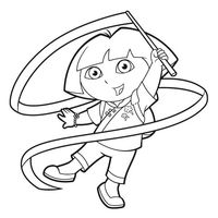 Desenho de Dora Aventureira na ginástica rítmica para colorir