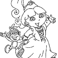 Desenho de Dora Aventureira no reino das fadas para colorir
