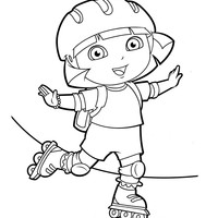 Desenho de Dora Aventureira patinadora para colorir
