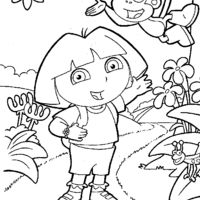 Desenho de Dora com seu melhor amigo Botas para colorir
