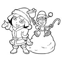 Desenho de Dora Aventureira de Papai Noel para colorir