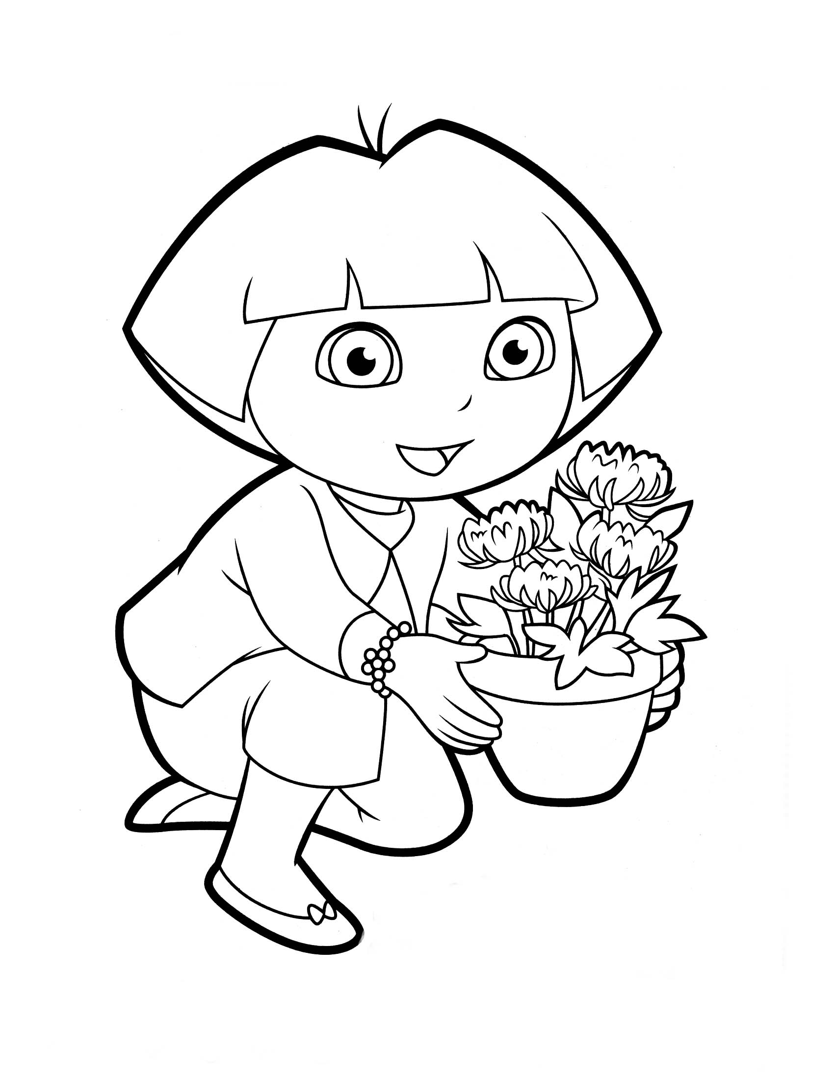 Dora cuidando das flores