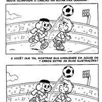 Desenho de Jogo dos sete erros Cascão jogando futebol para colorir
