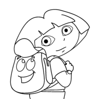 Desenho de Dora e sua querida mochila para colorir