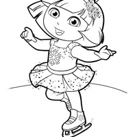 Desenho de Dora patinando no gelo para colorir