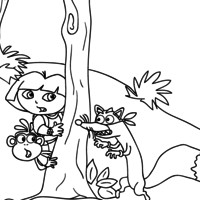 Desenho de Dora, Botas e Raposo para colorir