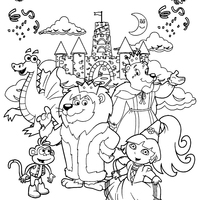 Desenho de Fada Dora Aventureira e seus amigos para colorir