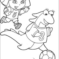 Desenho de Isa e Dora jogando futebol para colorir