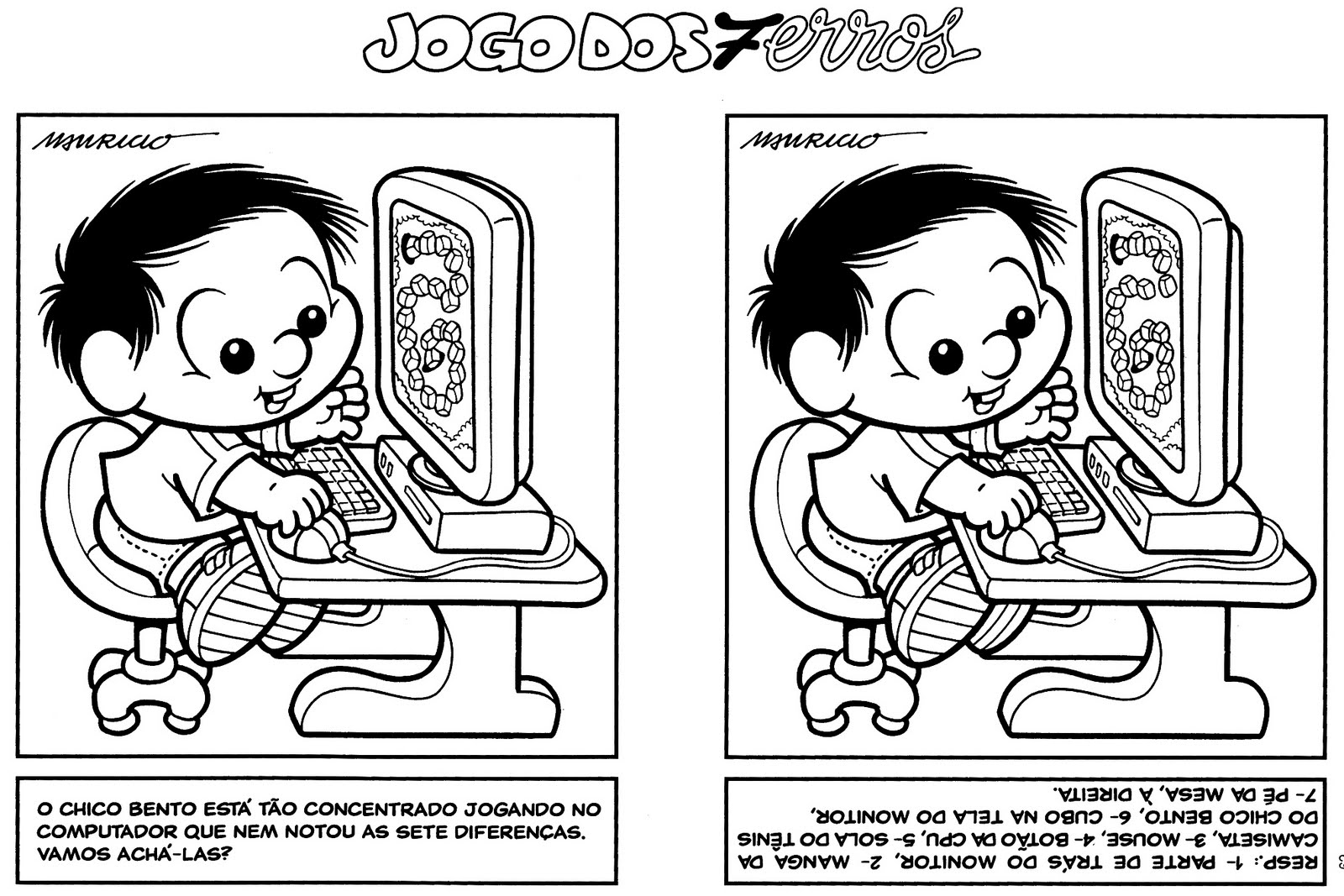 Desenho de Jogo dos 7 erros Chico Bento para colorir - Tudodesenhos