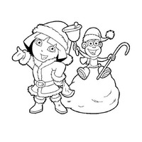 Desenho de Natal Dora Aventureira para colorir