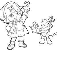 Desenho de Dora Aventureira pirata para colorir