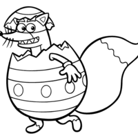Desenho de Raposo no ovo de Páscoa para colorir