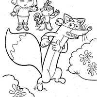 Desenho de Raposo, Dora e macaco Botas para colorir