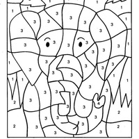 Desenho de Colorir com números - elefante para colorir