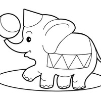 Desenho de Elefante brincando com bola no circo para colorir