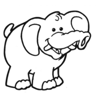 Desenho de Elefante mostrando a tromba para colorir