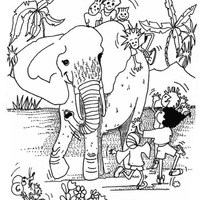 Desenho de Elefante no safari para colorir
