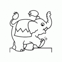Desenho de Elefante se equilibrando na corda para colorir
