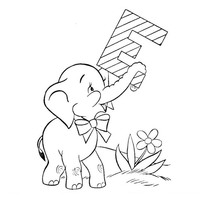 Desenho de Letra e de elefante para colorir