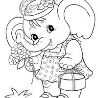 Desenho de Elefantinha fofa para colorir