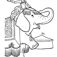 Desenho de Número circense com elefante para colorir