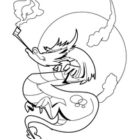 Desenho de Dragão fumando cachimbo para colorir