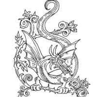 Desenho de Dragão tribal para colorir