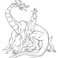 Desenho de Homem lutando com dragão para colorir