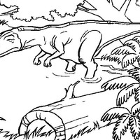 Desenho de Dinossauro no parque para colorir