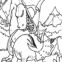 Desenho de Dinossauros lutando para colorir
