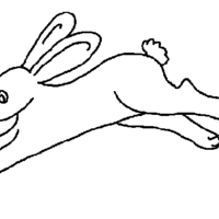 Desenho de Coelha saltando para colorir